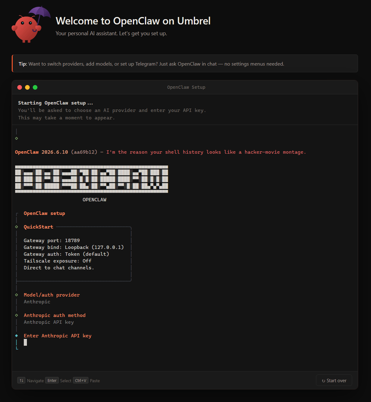 画面キャプチャ：OpenClaw アプリを初期設定