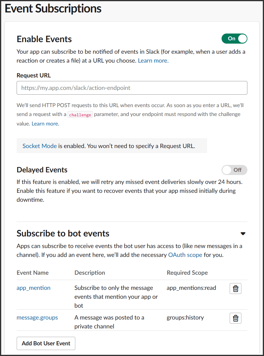 画面キャプチャ：Event Subscriptions の設定を行う