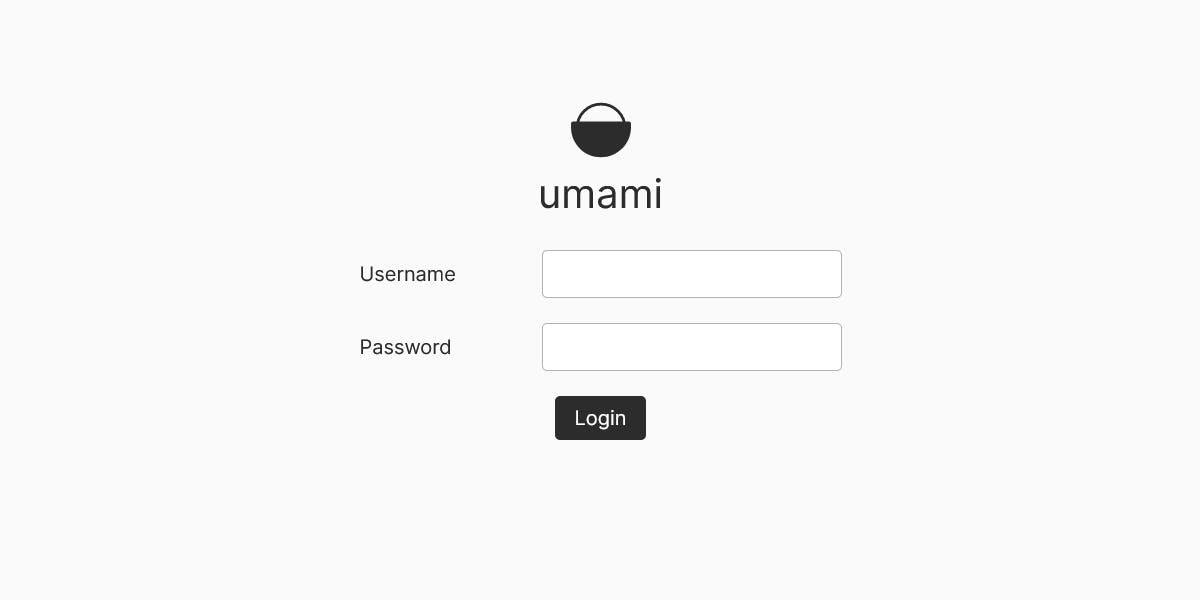 Umami 画面キャプチャ： ログイン